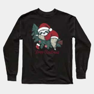 Sleepy sloth christmas Long Sleeve T-Shirt